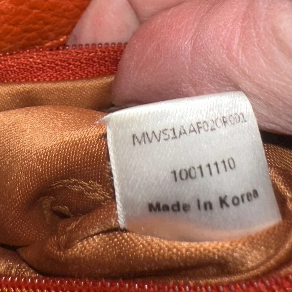 MCM Orange TWO WAY Crossbody Shoulder Pebbled Leather Bag Goldstone Korean MC265